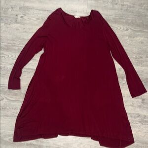 Elegant Burgundy Long Sleeve Flowy Dress